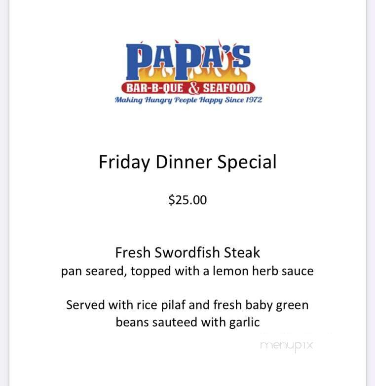 Papa's Bar-B-Que & Seafood - Savannah, GA menu_pic