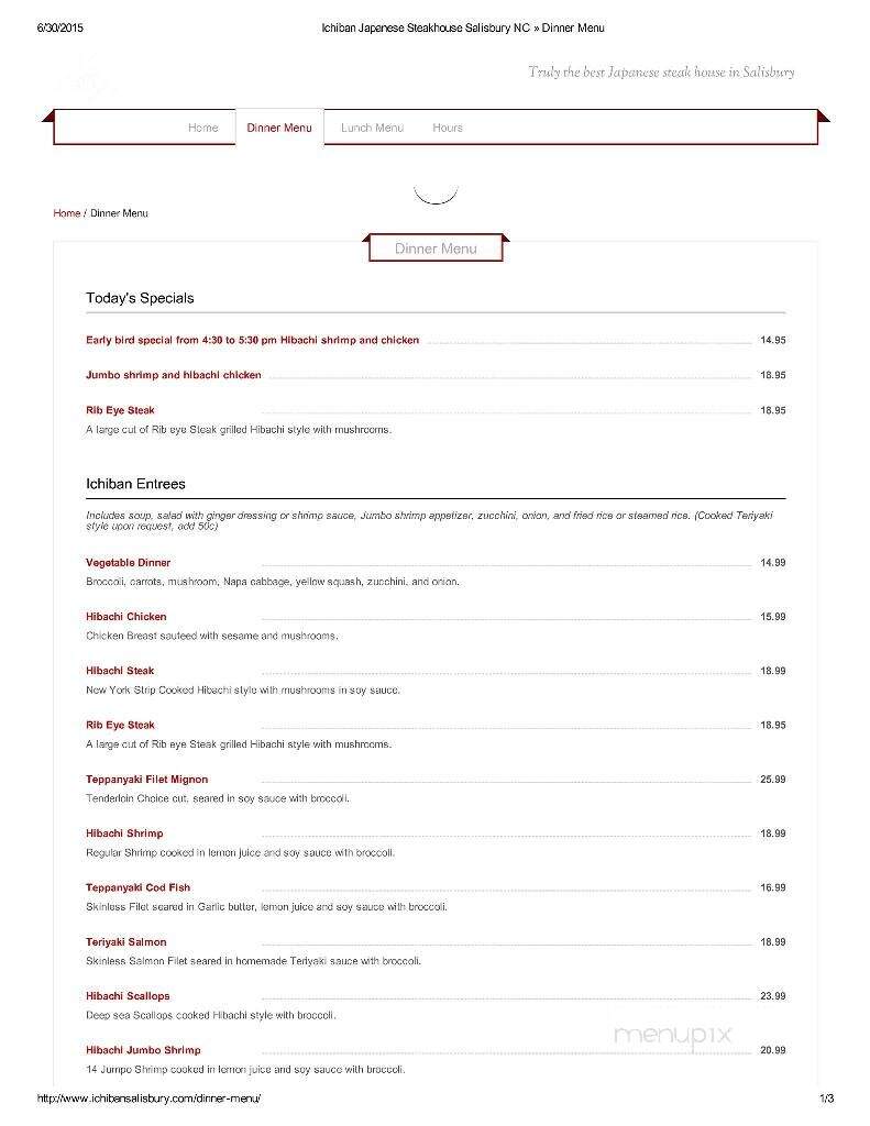 Ichiban Japanese Seafood - Salisbury, NC menu_pic