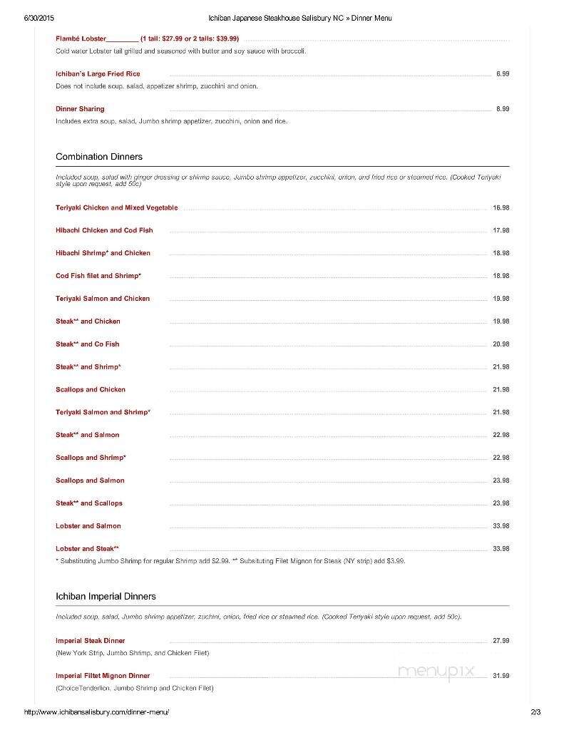 Ichiban Japanese Seafood - Salisbury, NC menu_pic