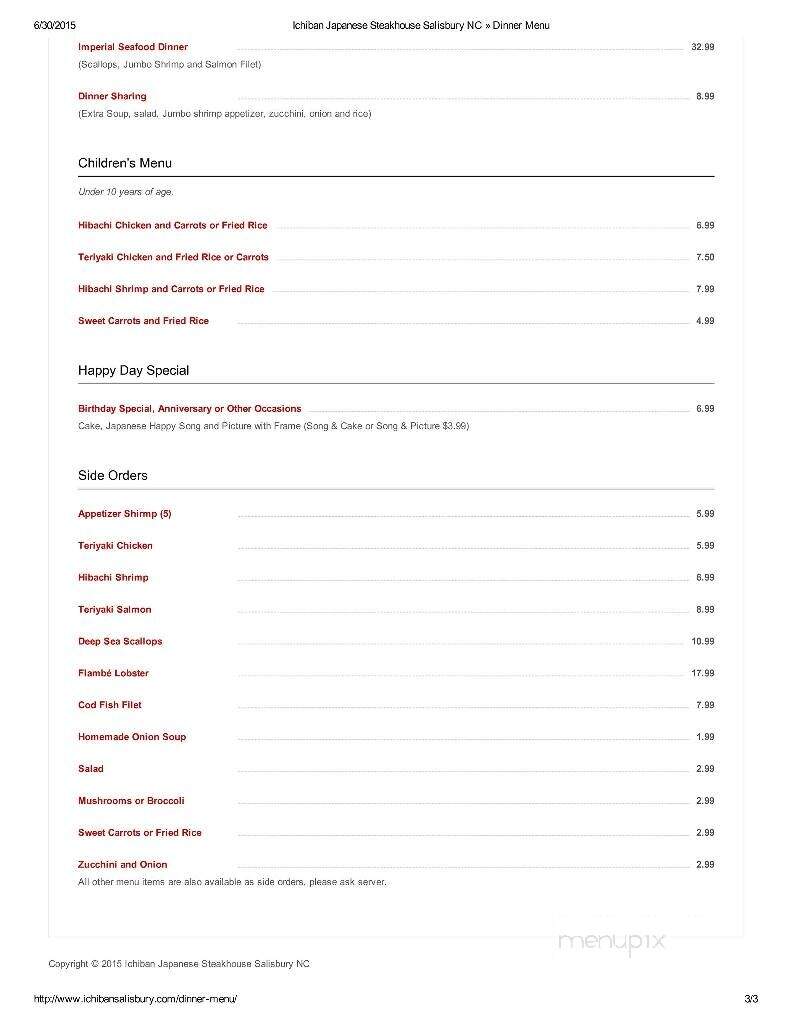 Ichiban Japanese Seafood - Salisbury, NC menu_pic