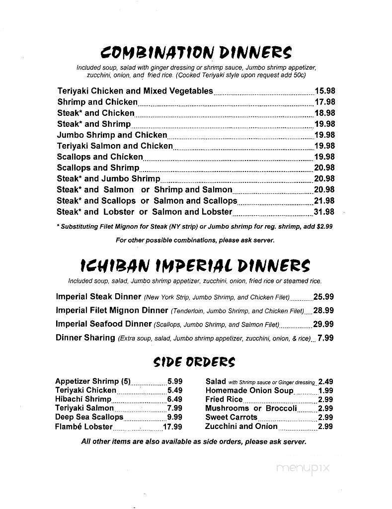 Ichiban Japanese Seafood - Salisbury, NC menu_pic