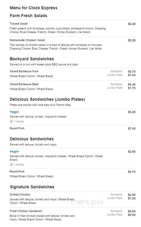 Clock Express - Greer, SC menu_pic