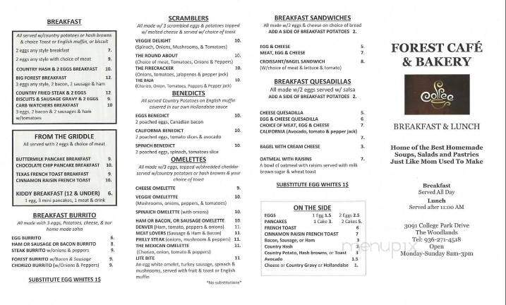Forest Cafe & Bakery - Conroe, TX menu_pic