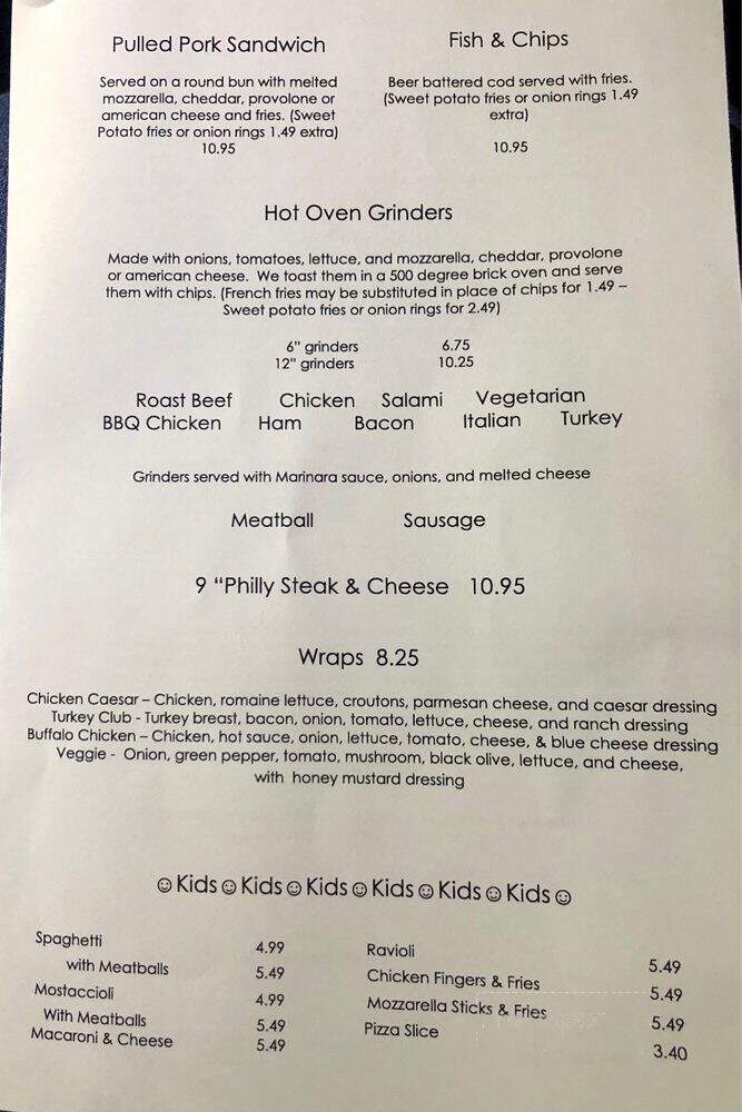 Mister Z's Italian Restaurant - Barre, VT menu_pic