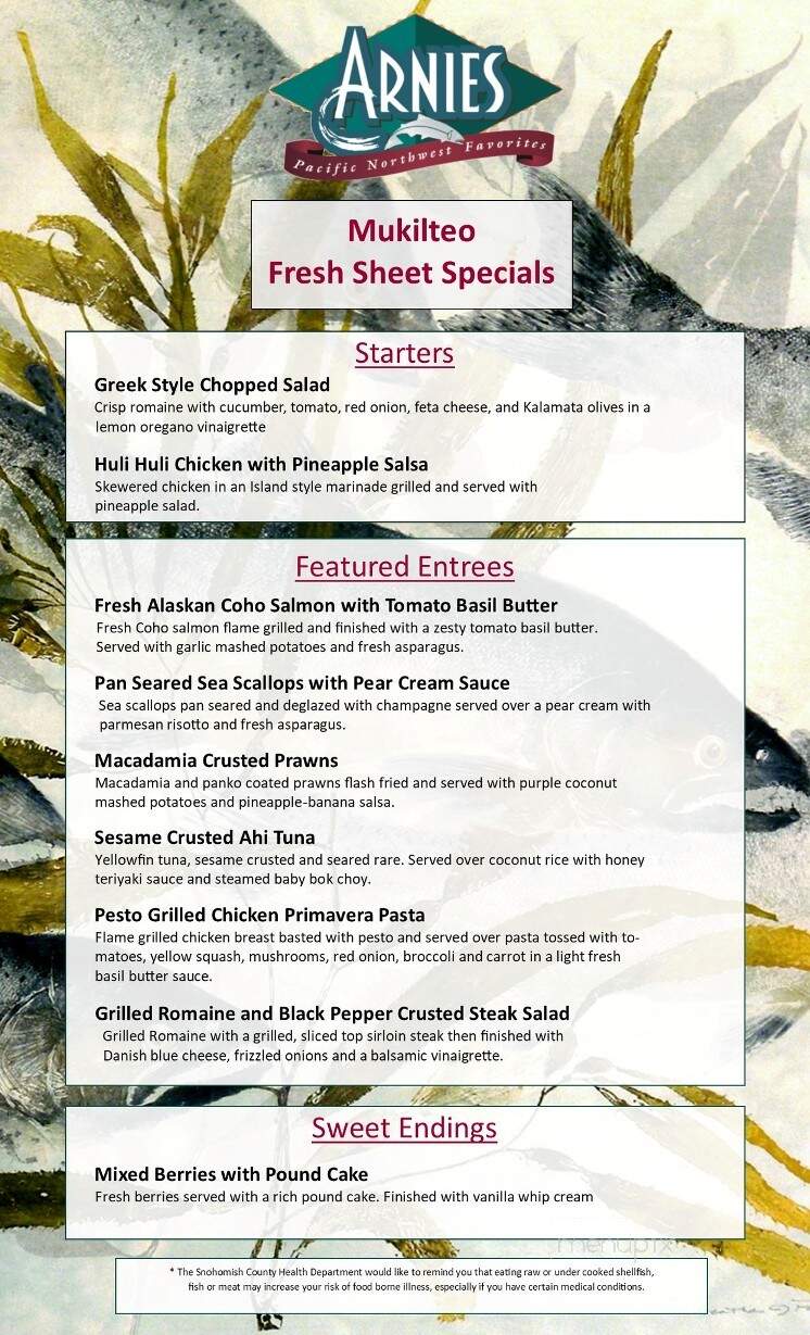 Arnies Restaurant - Mukilteo, WA menu_pic