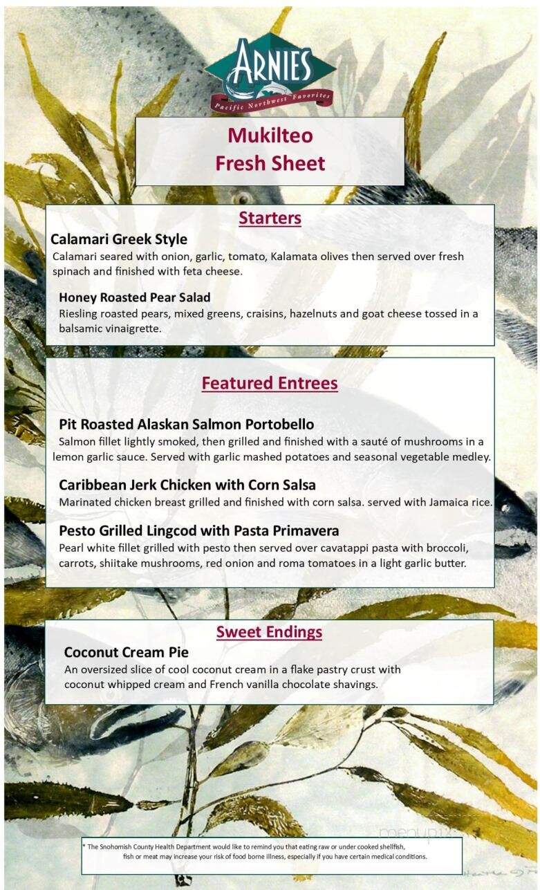 Arnies Restaurant - Mukilteo, WA menu_pic