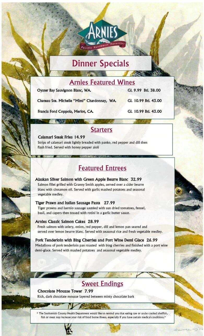 Arnies Restaurant - Mukilteo, WA menu_pic
