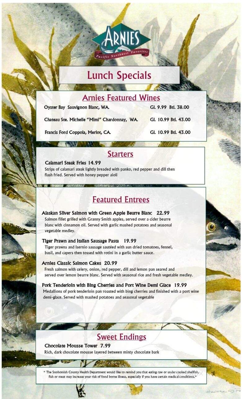 Arnies Restaurant - Mukilteo, WA menu_pic