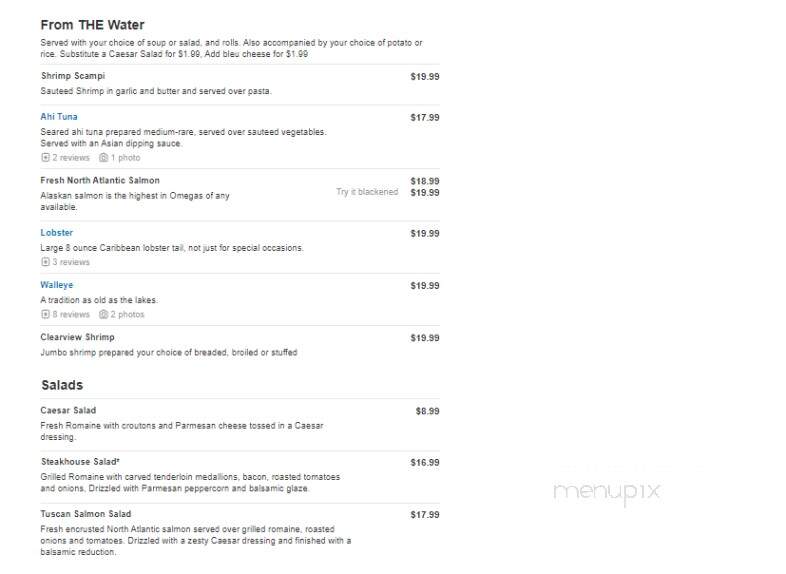 Clearview Supper Club - Saint Germain, WI menu_pic