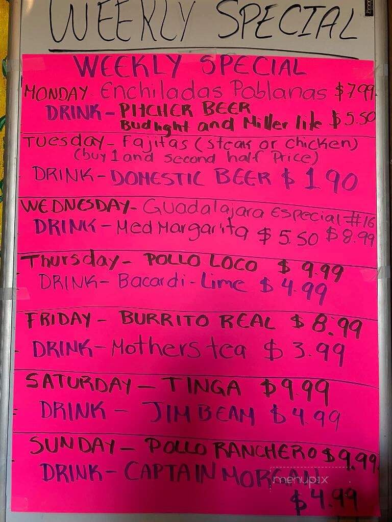 Guadalajara Mexican Restaurant - Superior, WI menu_pic