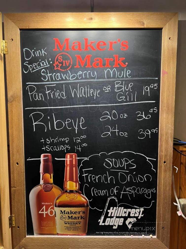 Hillcrest Lodge - Townsend, WI menu_pic