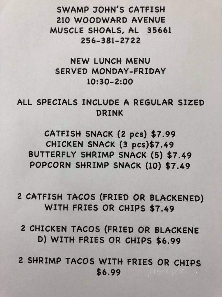 Swamp Johns Catfish - Muscle Shoals, AL menu_pic