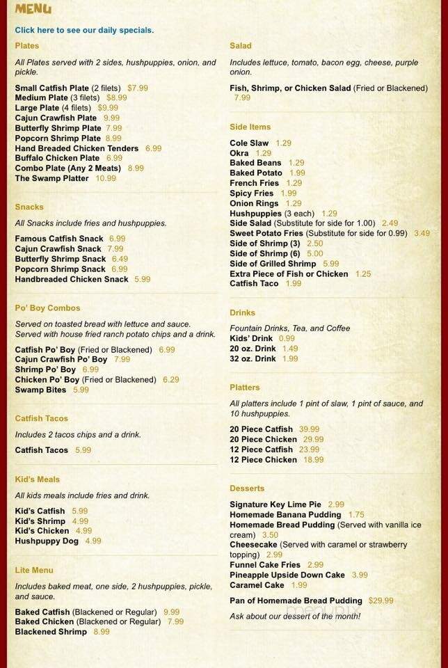 Swamp Johns Catfish - Muscle Shoals, AL menu_pic