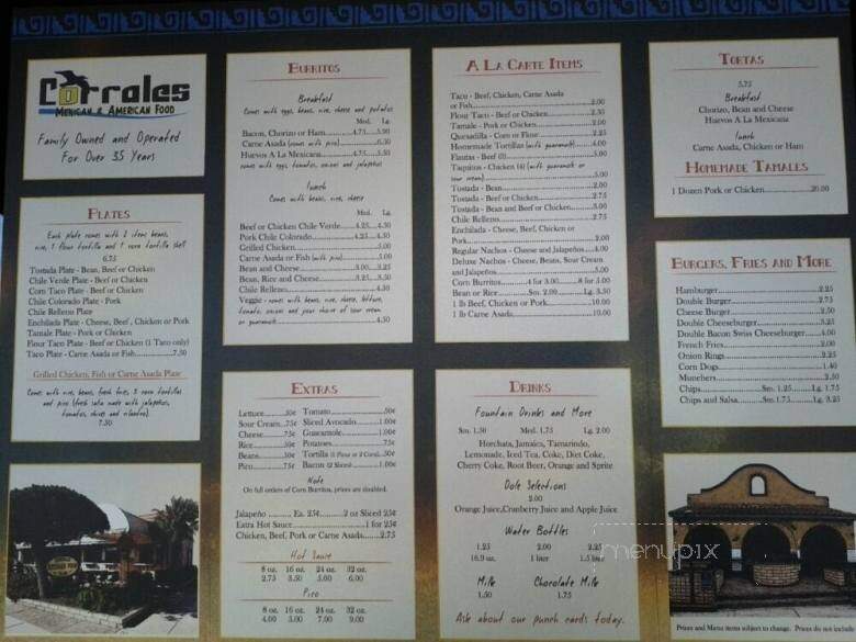 Corrales Mexican Food - Ventura, CA menu_pic