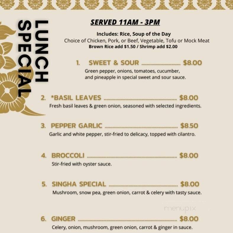 Singha Thai - Bakersfield, CA menu_pic