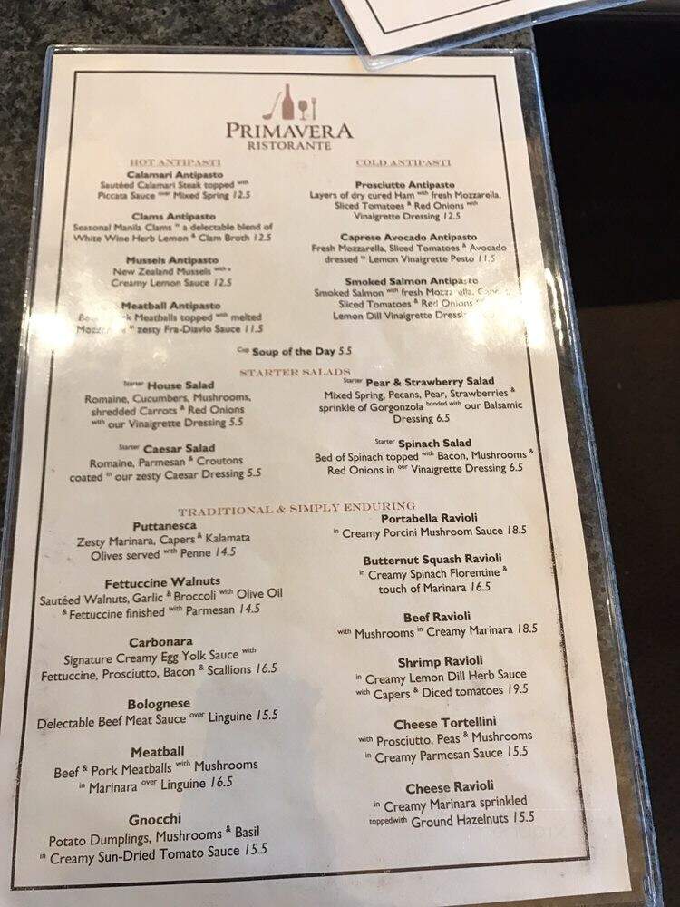 Pasta Primavera Cafe - San Ramon, CA menu_pic