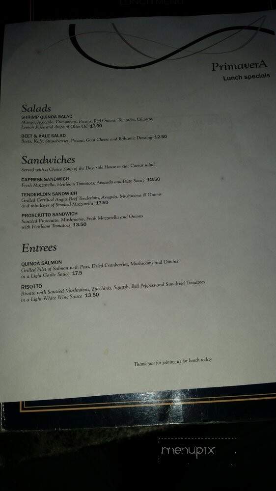 Pasta Primavera Cafe - San Ramon, CA menu_pic