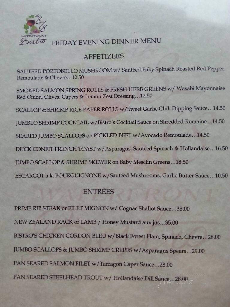 878 Waterfront Bistro & Cafe - Perth-Andover, NB menu_pic