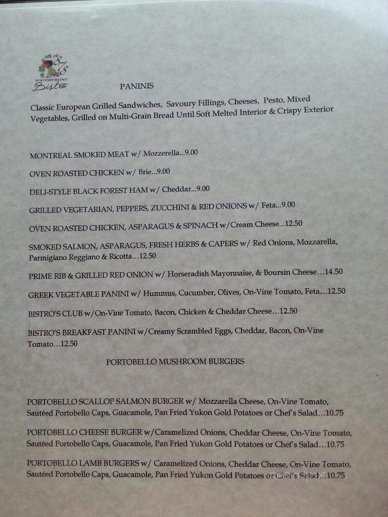 878 Waterfront Bistro & Cafe - Perth-Andover, NB menu_pic