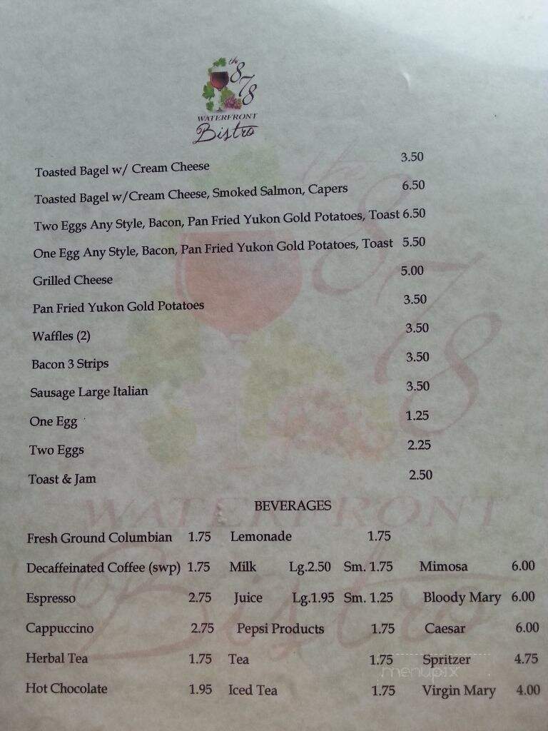 878 Waterfront Bistro & Cafe - Perth-Andover, NB menu_pic