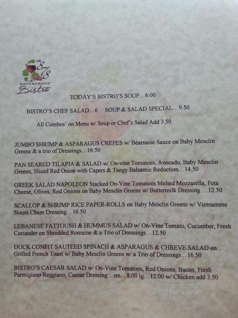 878 Waterfront Bistro & Cafe - Perth-Andover, NB menu_pic