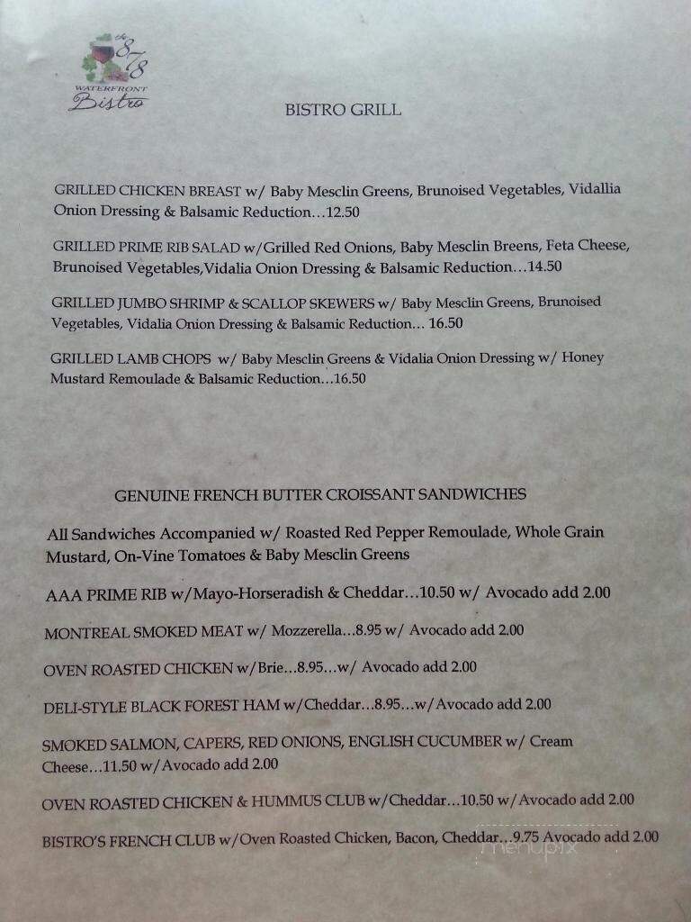 878 Waterfront Bistro & Cafe - Perth-Andover, NB menu_pic