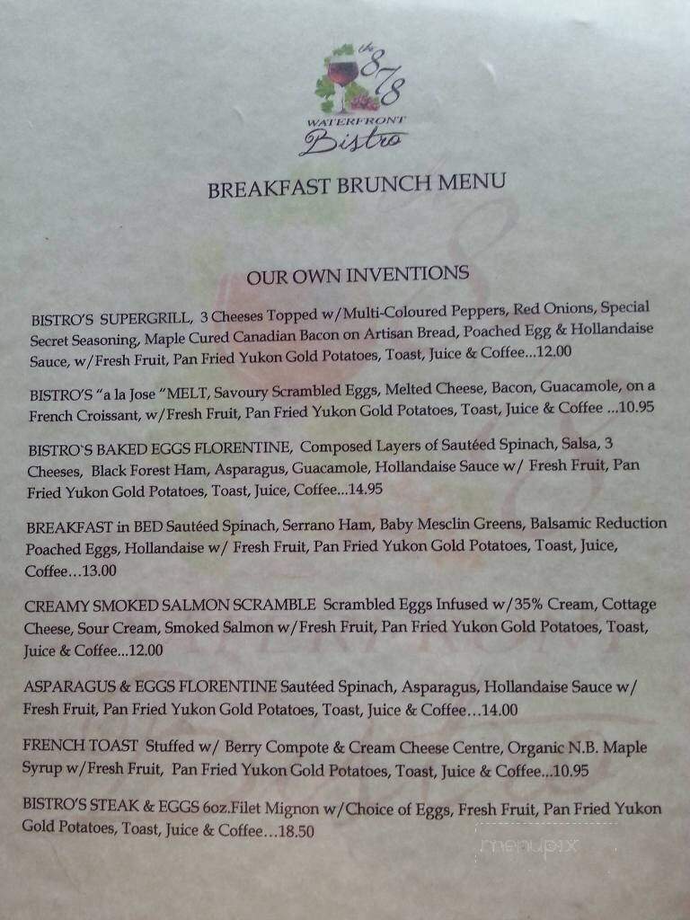 878 Waterfront Bistro & Cafe - Perth-Andover, NB menu_pic