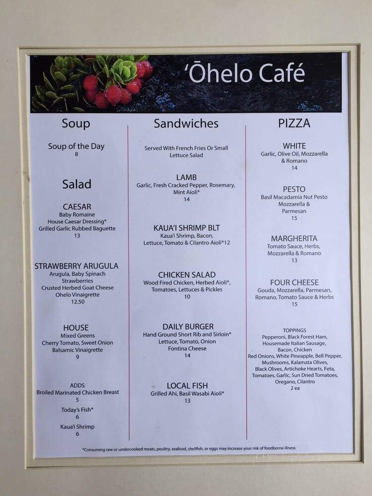 Ohelo cafe - Volcano, HI menu_pic