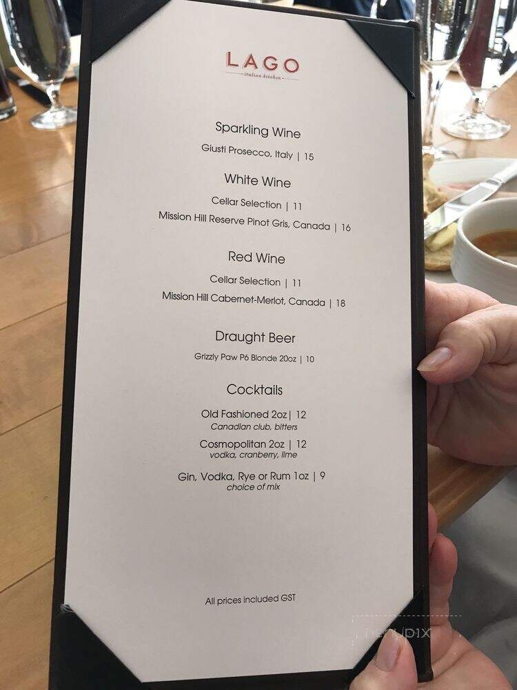 Lago Italian Kitchen - Lake Louise, AB menu_pic