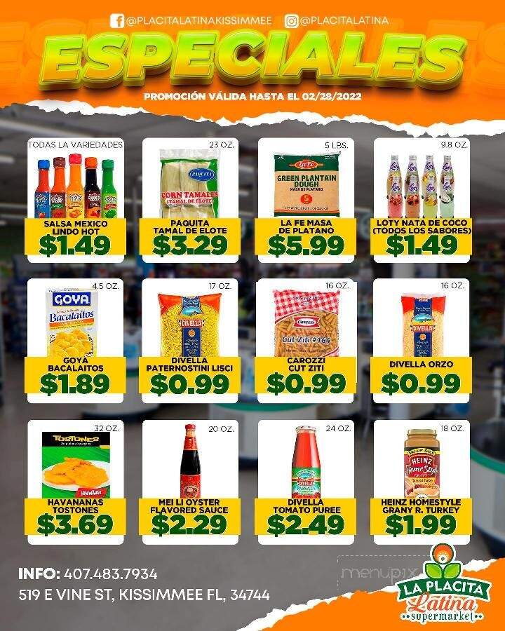 La Placita Latina Supermarket - Kissimmee, FL menu_pic