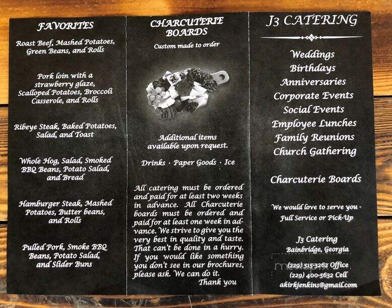 J3 BBQ & Homemade Ice Cream - Bainbridge, GA menu_pic