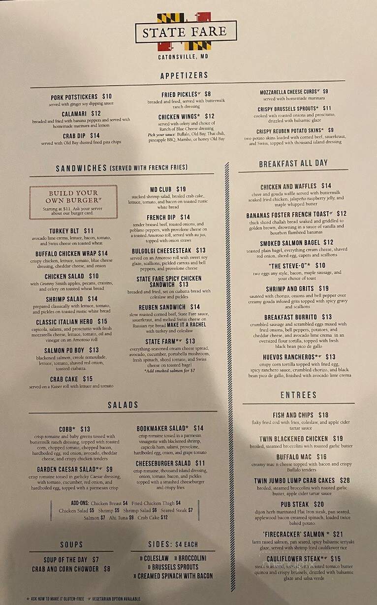 State Fare - Catonsville, MD menu_pic