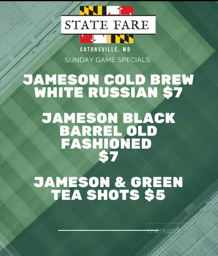 State Fare - Catonsville, MD menu_pic