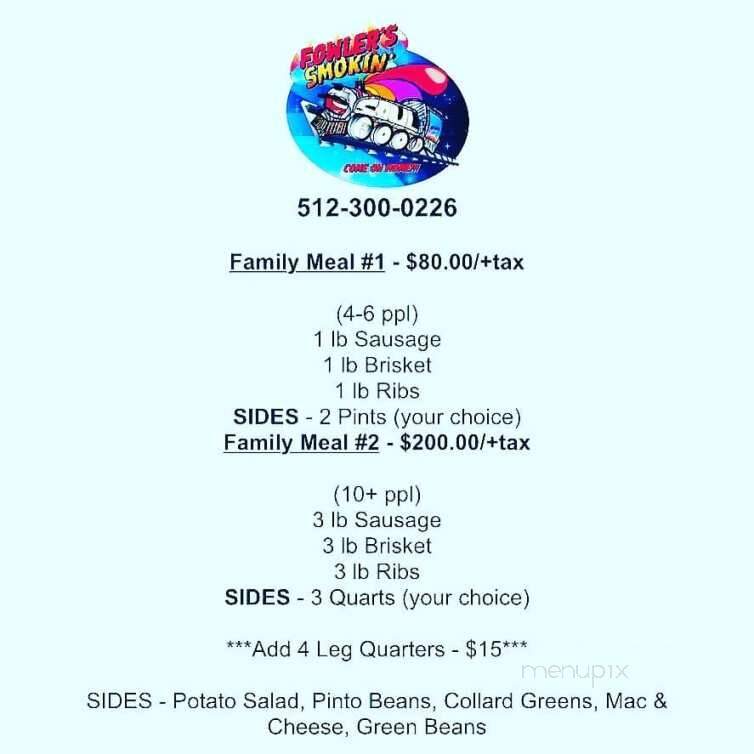 Fowler's Smokin Soul Food - Austin, TX menu_pic