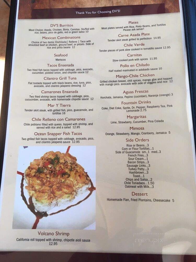 DV's Mexican Grill - Ventura, CA menu_pic
