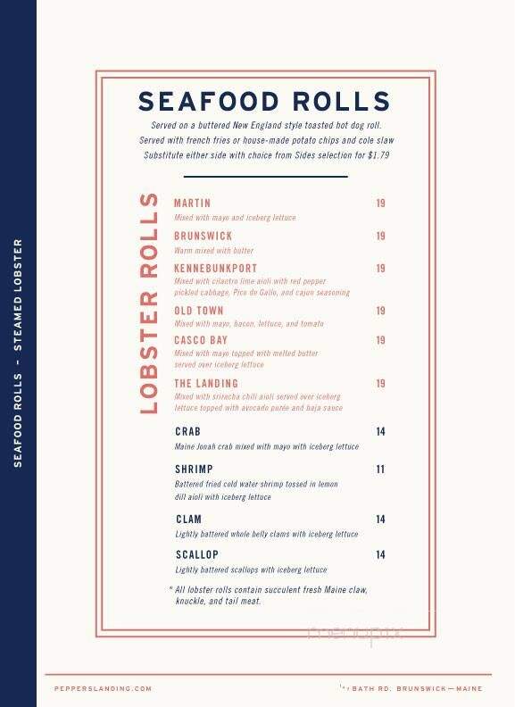 Pepper's Landing - Brunswick, ME menu_pic