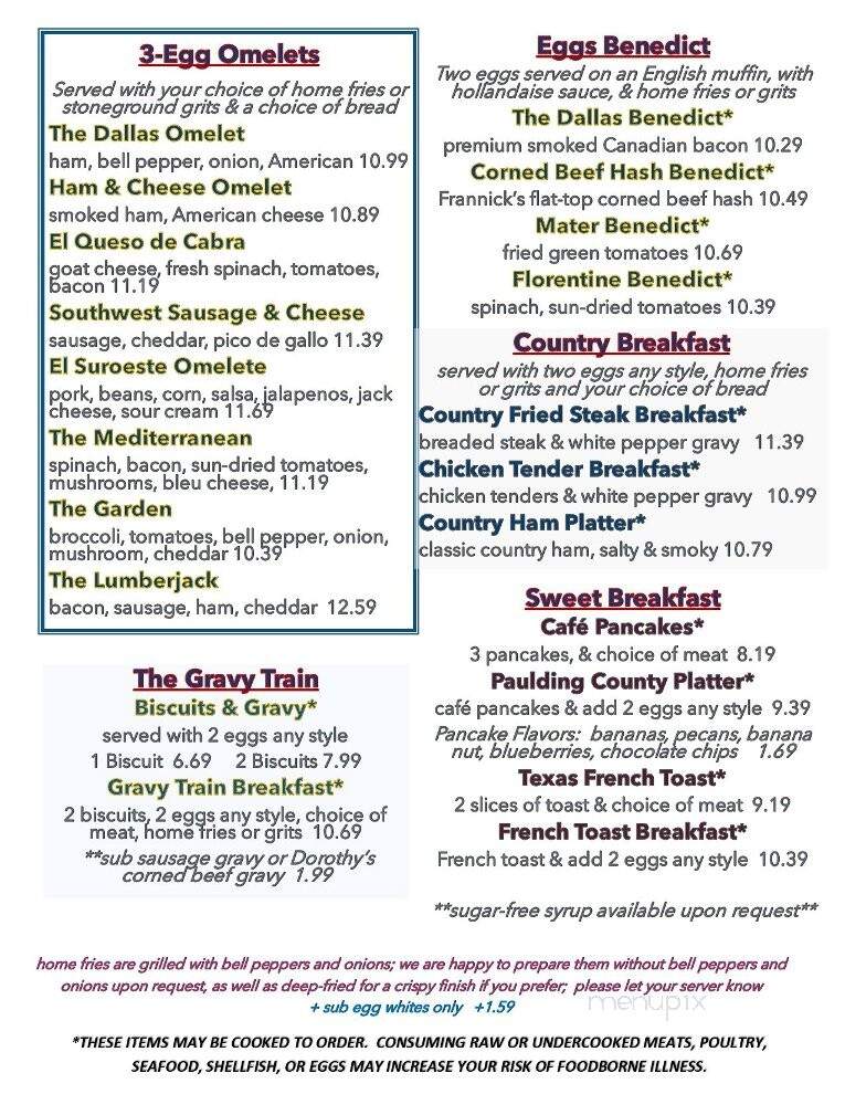 Frannick's Cafe - Dallas, GA menu_pic