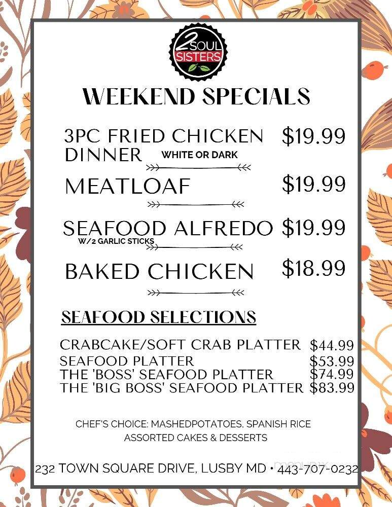 2 Soul Sisters - Lusby, MD menu_pic