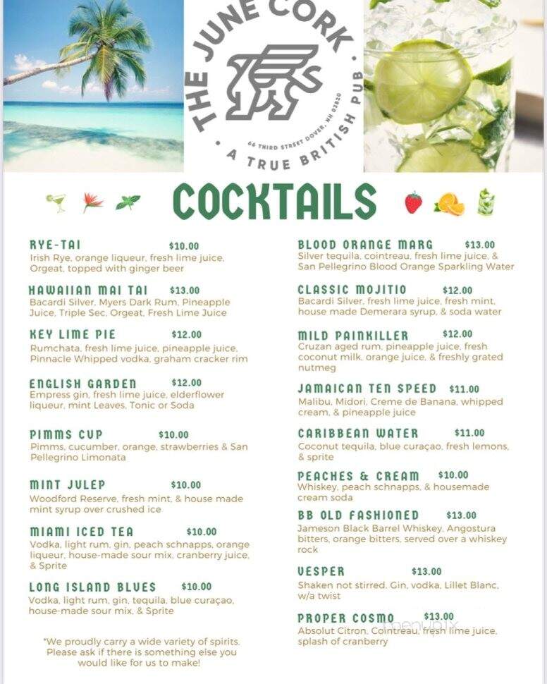 The June Cork Pub - Dover, NH menu_pic