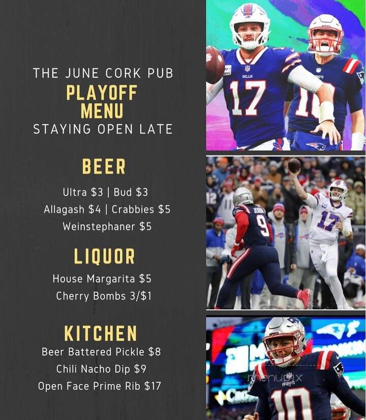 The June Cork Pub - Dover, NH menu_pic