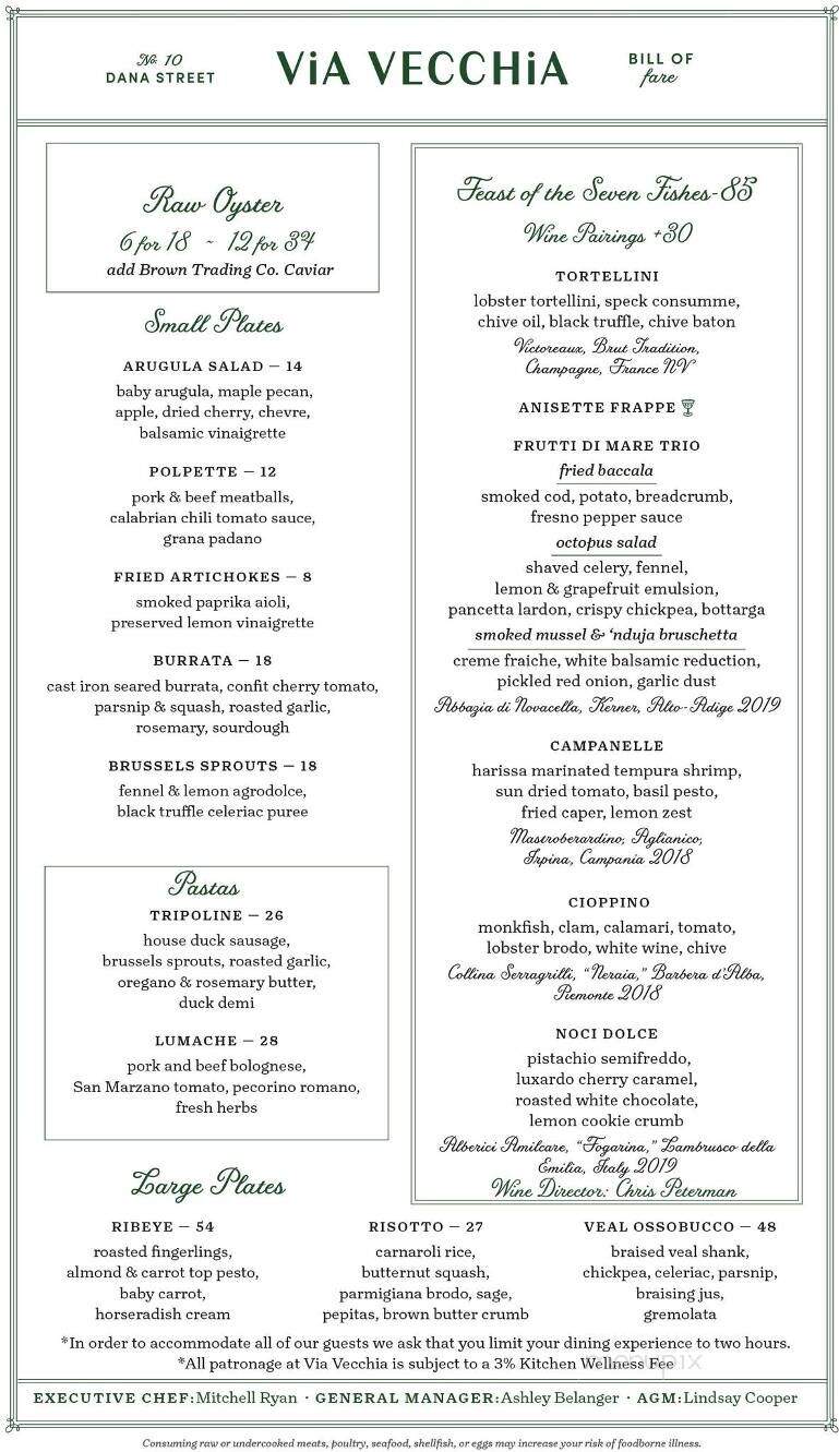 Via Vecchia - Portland, ME menu_pic