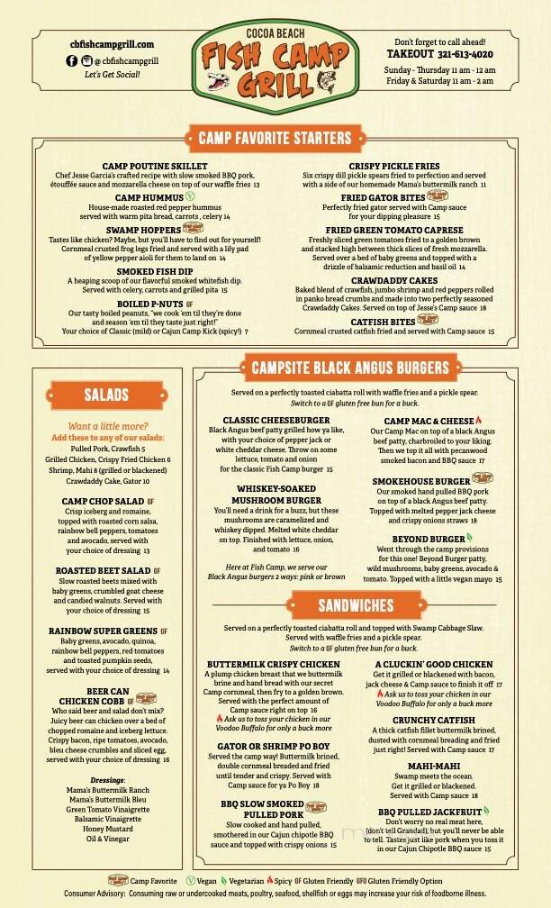 Cocoa Beach Fish Camp Grill - Cocoa Beach, FL menu_pic