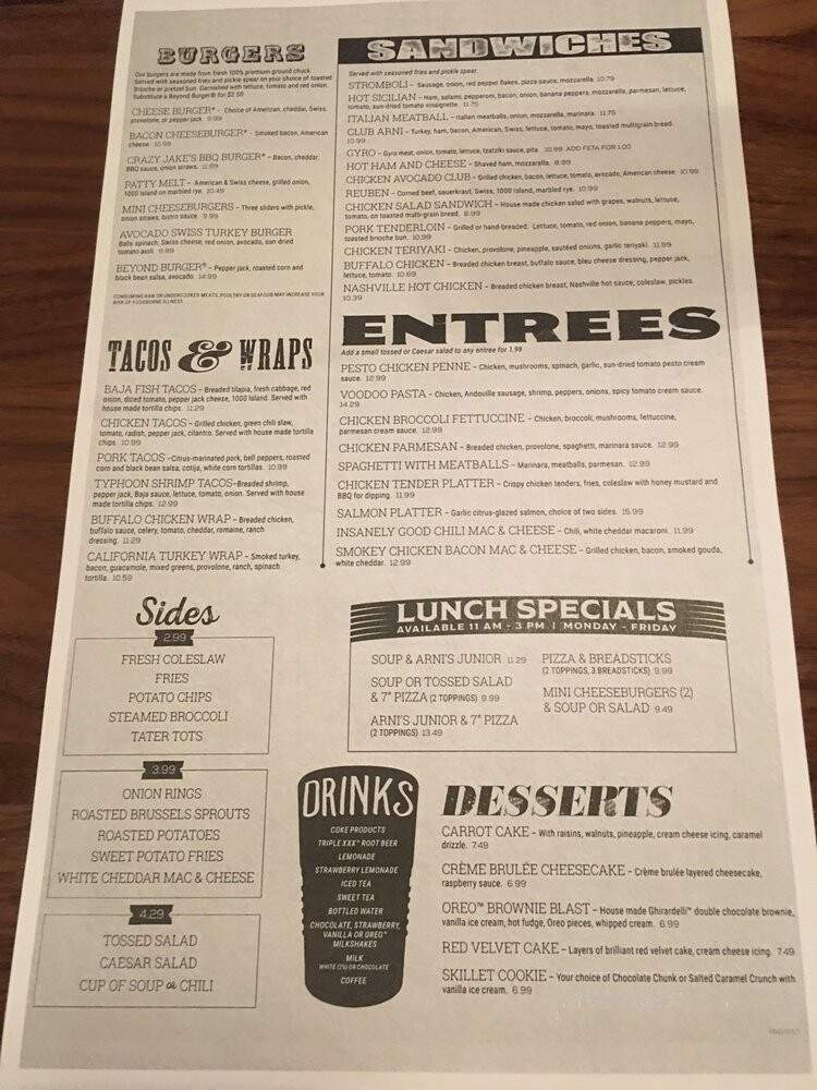 Arni's - Brownsburg, IN menu_pic