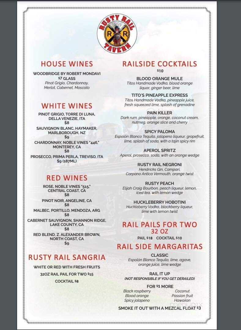 Rusty Rail Tavern - Deep River, CT menu_pic