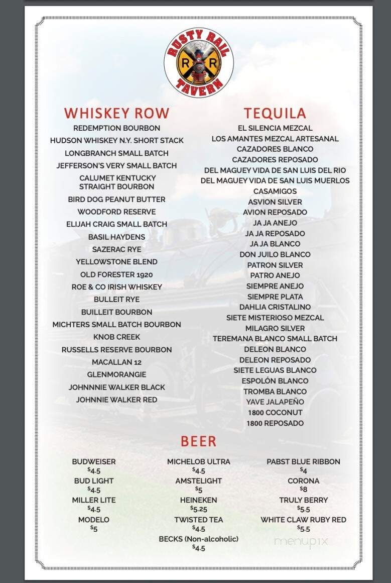 Rusty Rail Tavern - Deep River, CT menu_pic