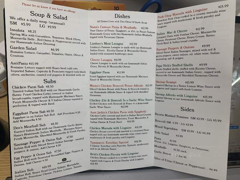 Tammaro's Cucina - Litchfield, NH menu_pic