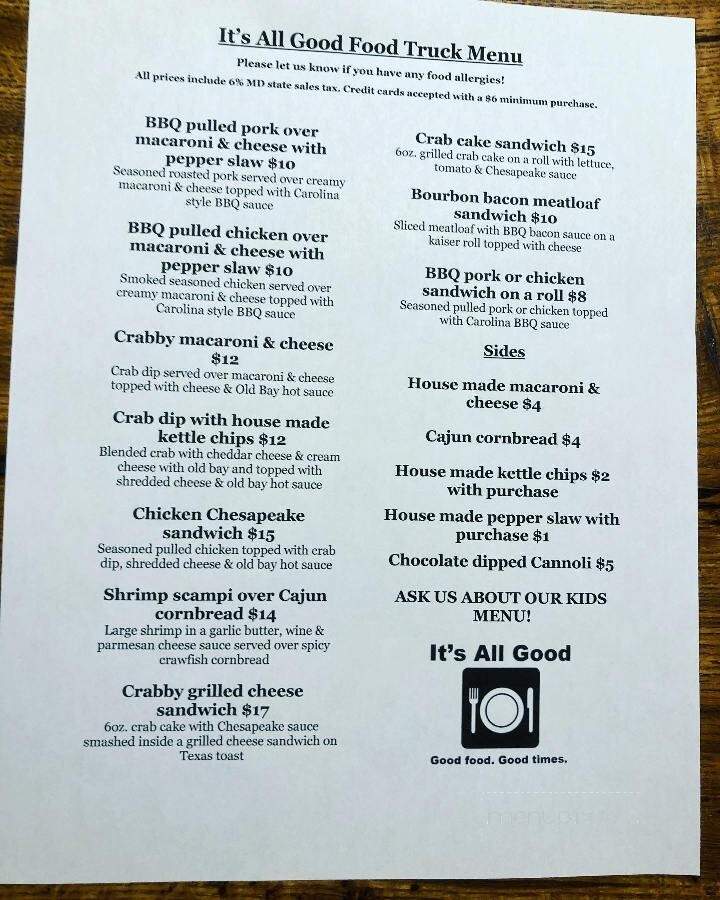 Brewery Fire - Taneytown, MD menu_pic