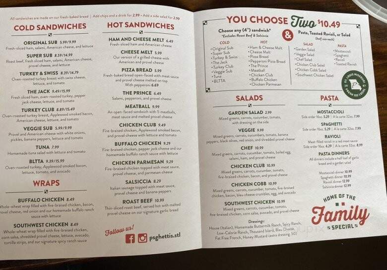 P'sghetti's - Valley Park, MO menu_pic