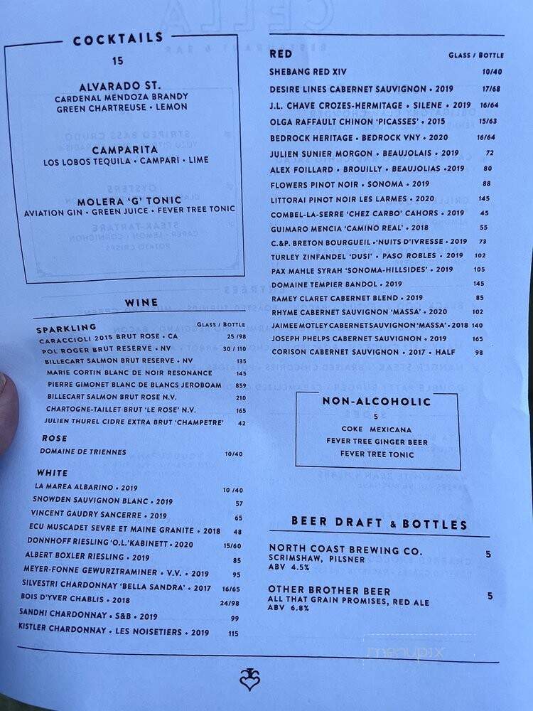 Cella Restaurant & Bar - Monterey, CA menu_pic