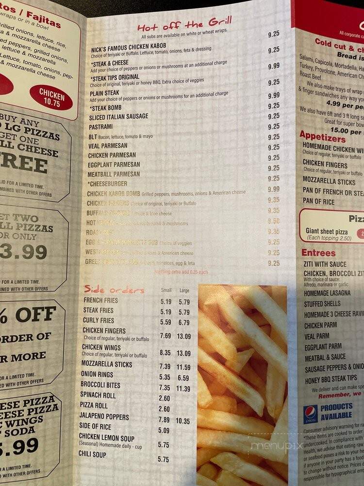 Nick's Pizza Roast Beef & Subs - Woburn, MA menu_pic